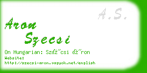 aron szecsi business card